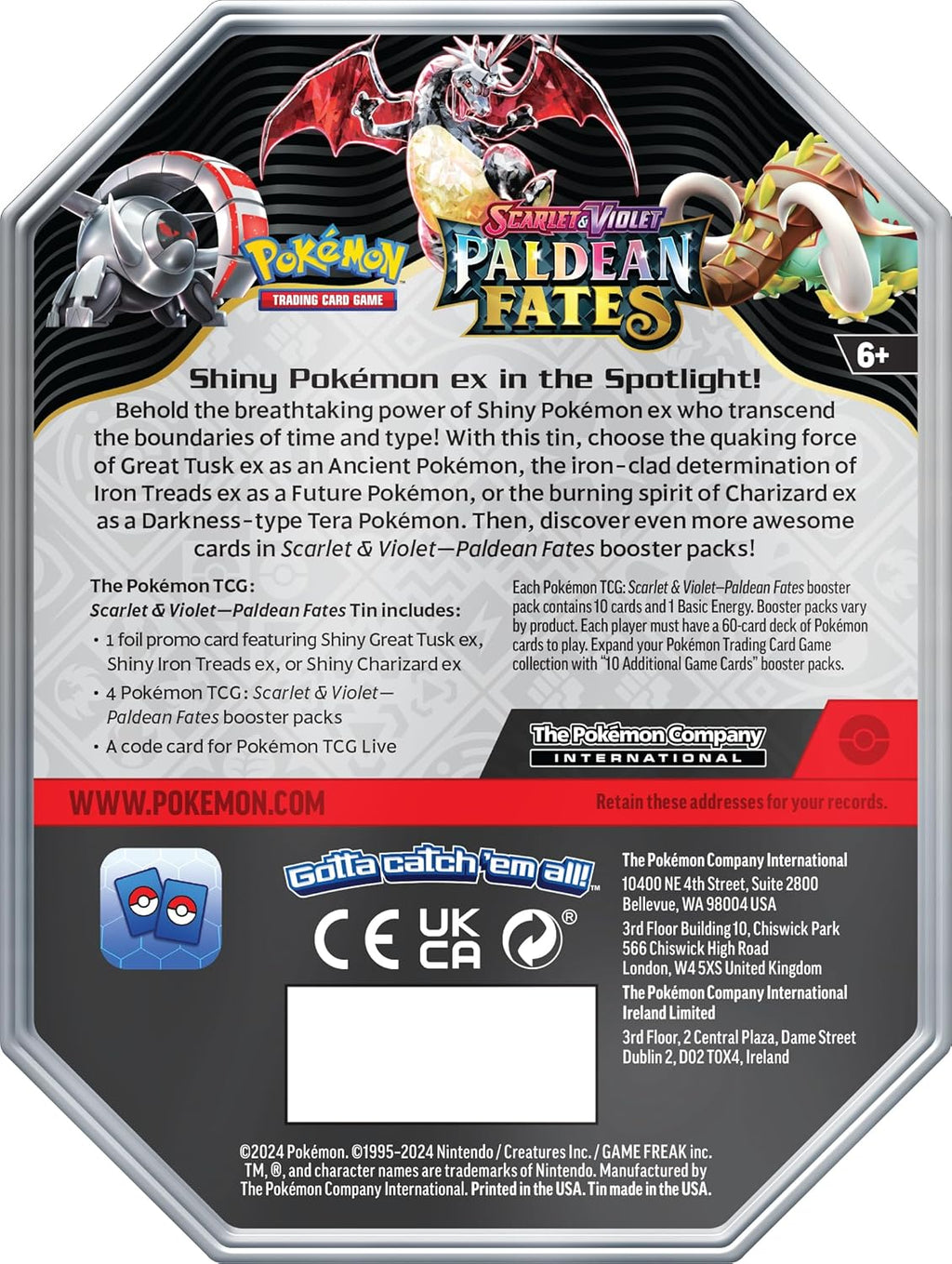 Pokémon Paldean Fates Tin - Shiny Iron Treads ex