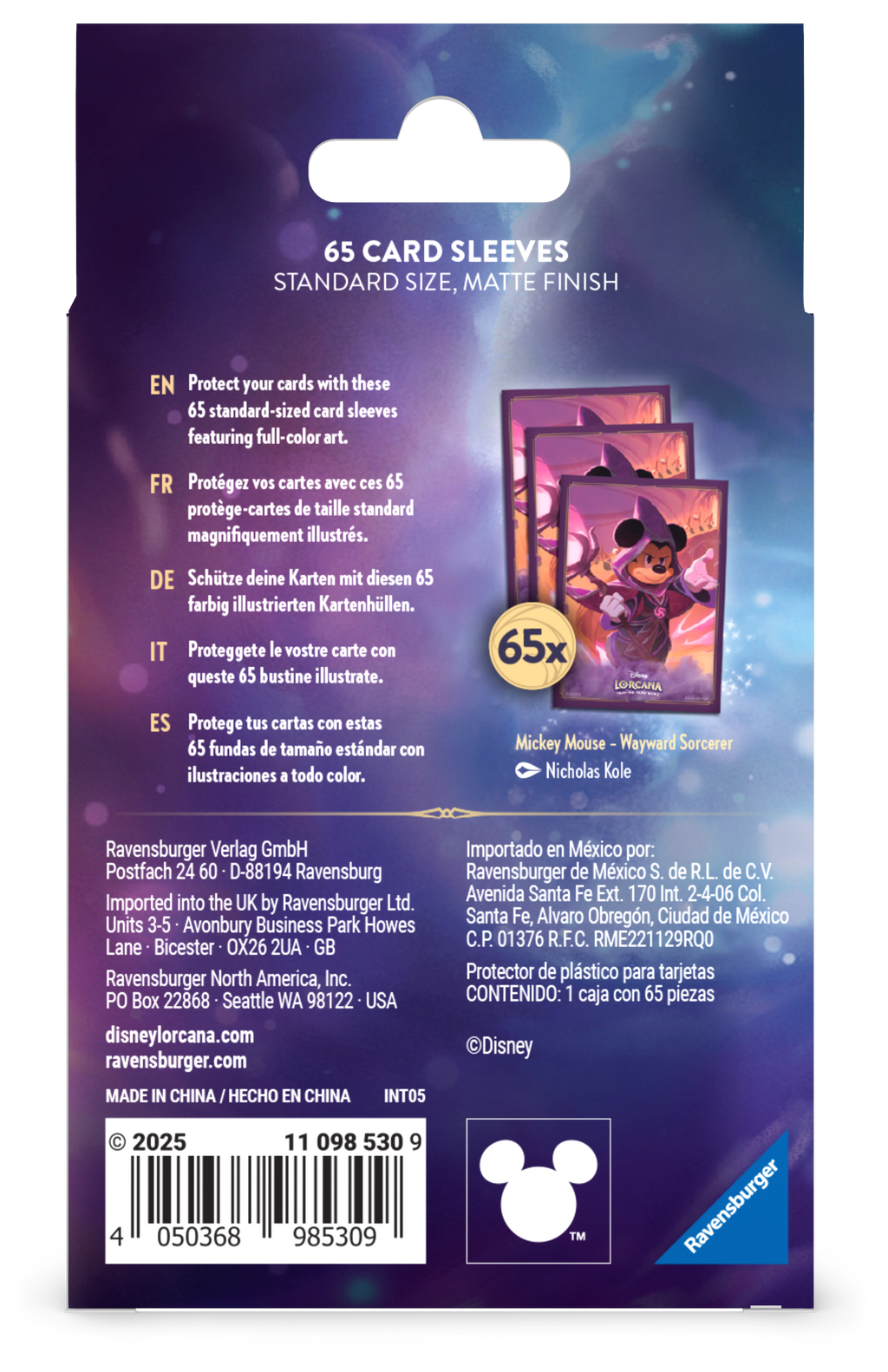 Disney Lorcana Card Sleeve Pack (65 ct) - Mickey Mouse